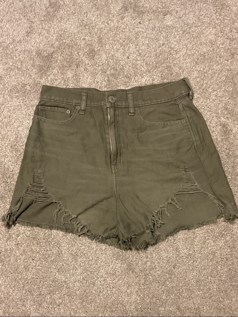 American Eagle Outfitters Olive Green Distressed Jean Shorts